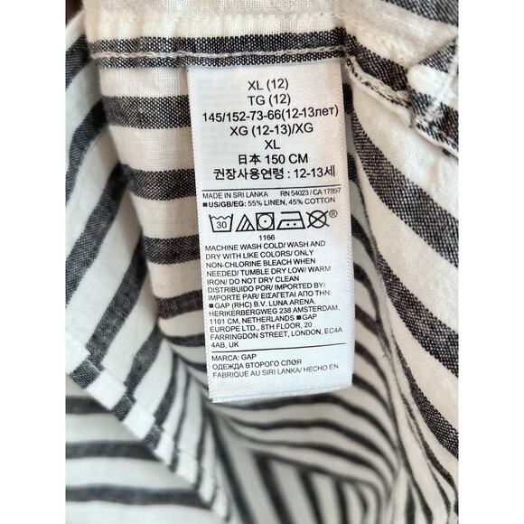 THREE Gap Boys XL 14 Short Sleeve Button Up Shirts Linen Cotton Blue Green - Picture 6 of 8